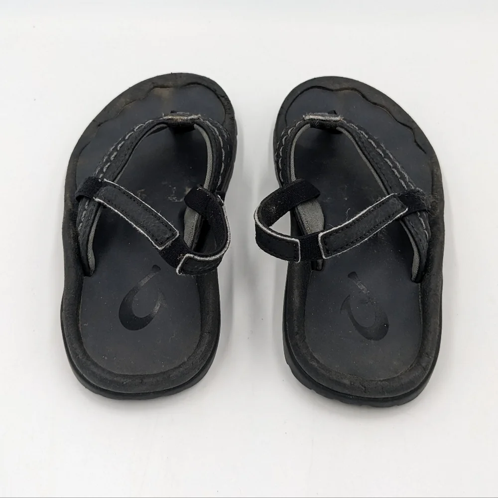 OluKai Ohana Black Sandal Flip Flop 9T 10T